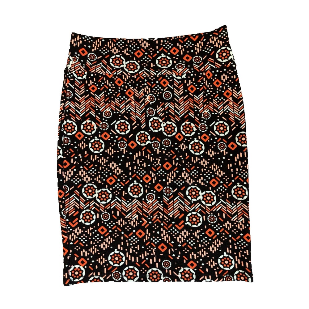 LuLaRoe Cassi Skirt Whimsigoth Goblincore Boho Geometric Orange Black Pattern XL